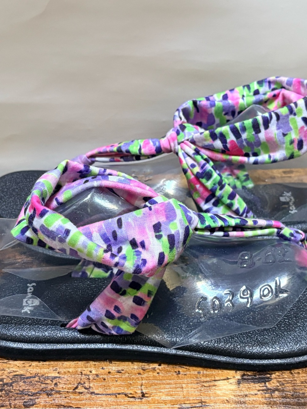 Sanuk | Yoga Sling Colorful "Ella" Print Slip-On Sandals - 8, Pink/Purple/Lime - Picture 5 of 8